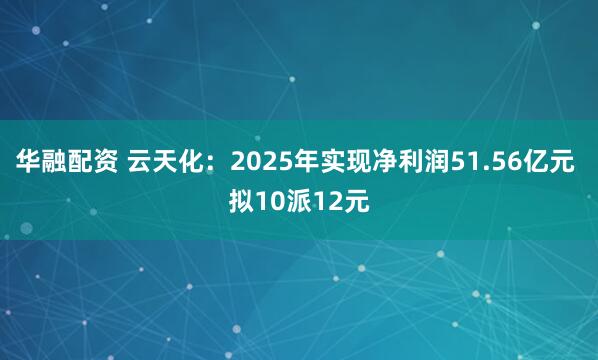 华融配资 云天化：2025年实现净利润51.56亿元 拟10派12元